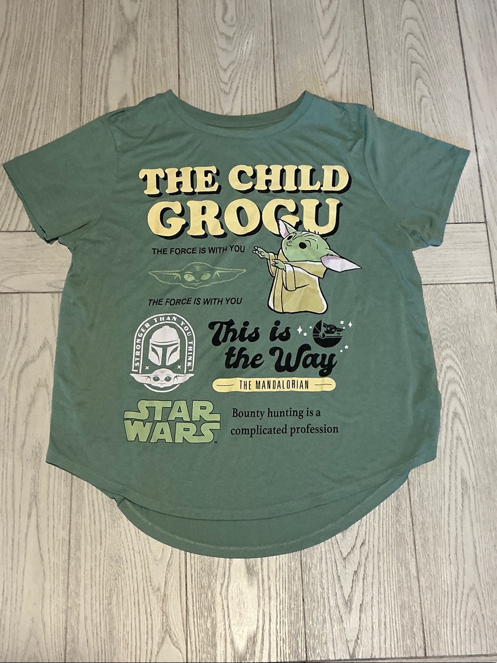 Star Wars Kids Olive Green Grogu Short Sleeve Tee